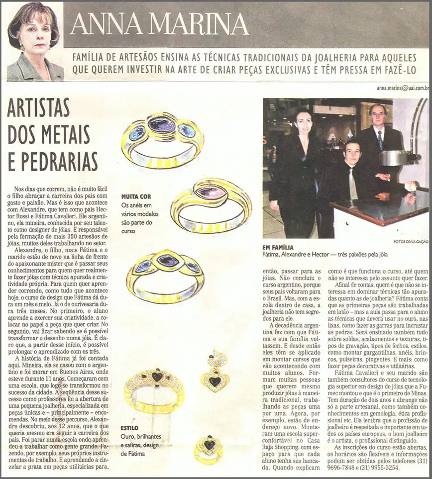 2 jornal estado de minas artistas dos metais e pedrarias. caderno feminino